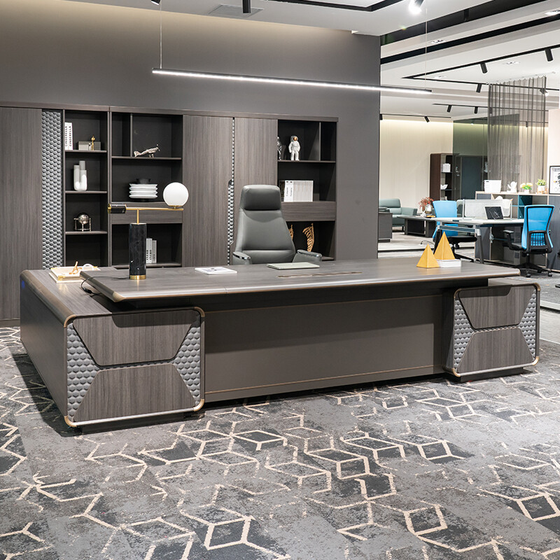 嘉航辦公家具時尚輕奢老板桌辦公桌總裁桌主管經(jīng)理桌大班臺 1.6米老板桌+椅子 LBZ-P60B